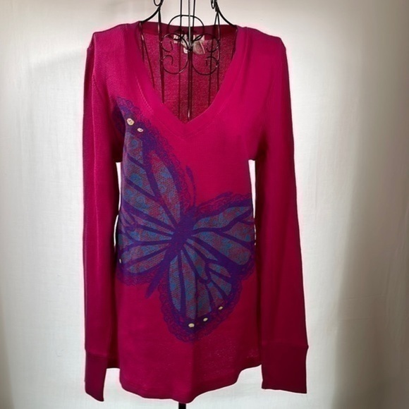 OP | Pink Butterfly Print Long Sleeve - Picture 5 of 5